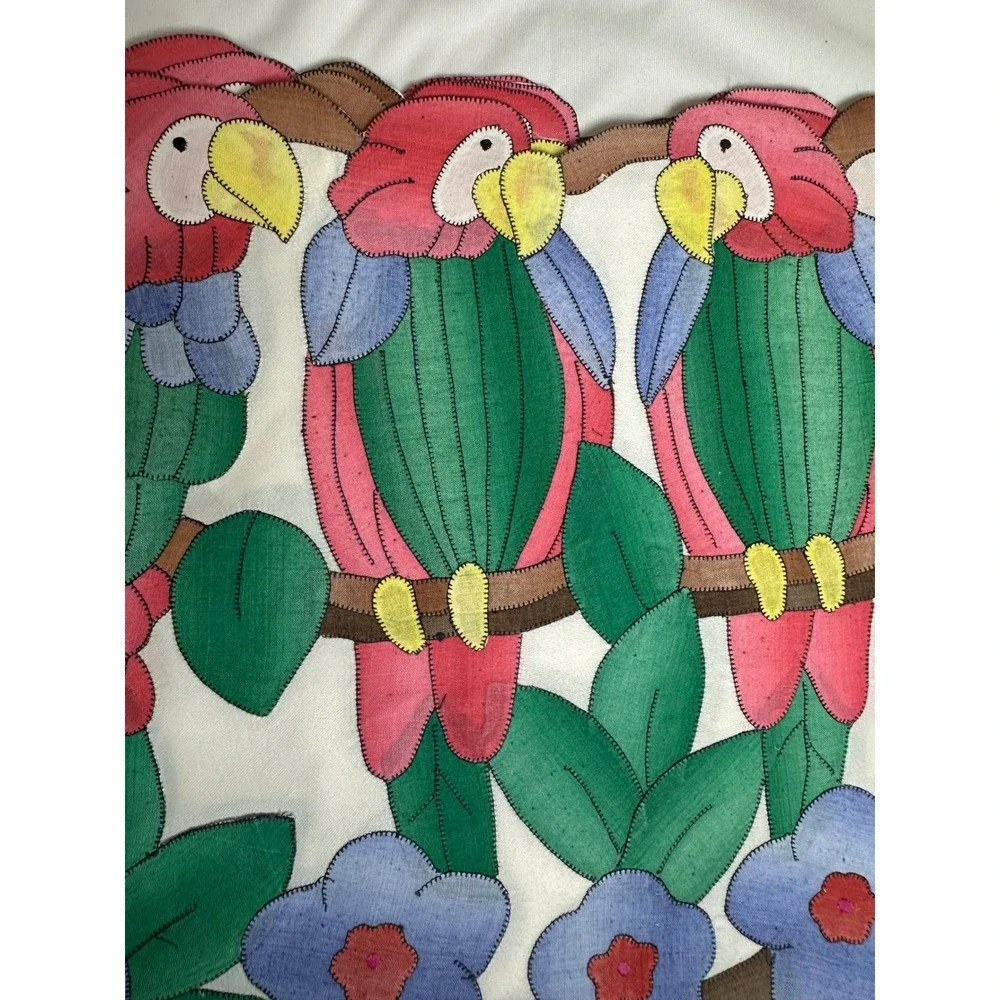 Vtg Linen Galore St Maarten Applique Parrot placemat & Napkins Set New Old Stock